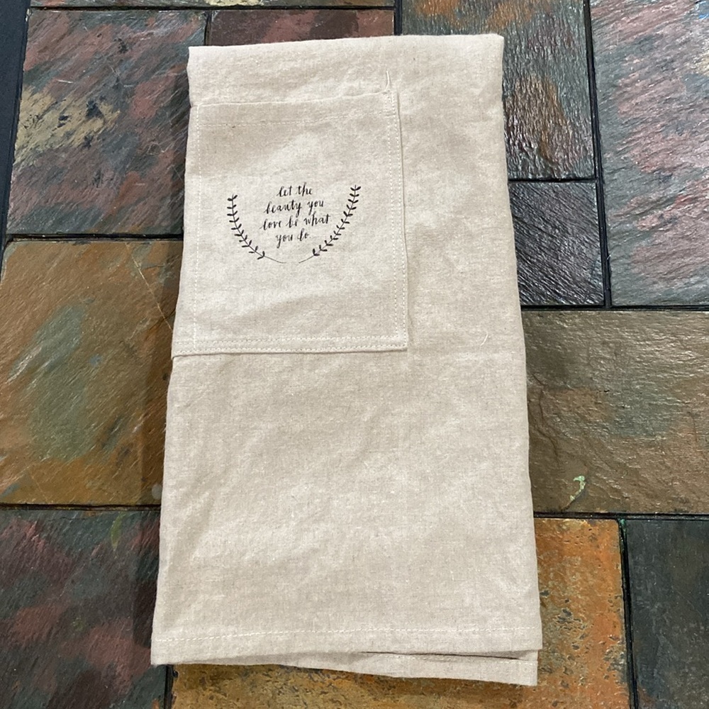 Rae Dunn Classics Tan Linen Blend Apron Unisex Adult Size S/M - Picture 2 of 12